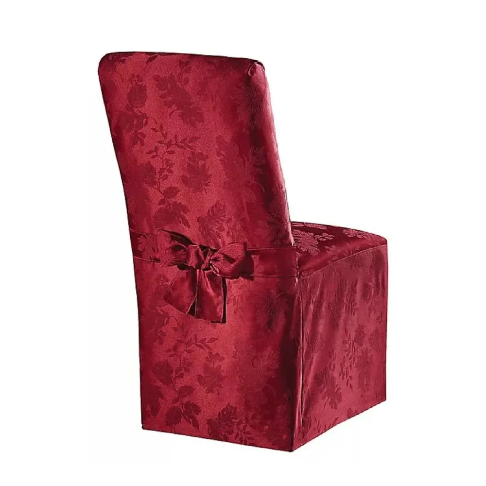 2 brand new WINE Autumn Medley Damask Chair Covers for Dining Room Chairs